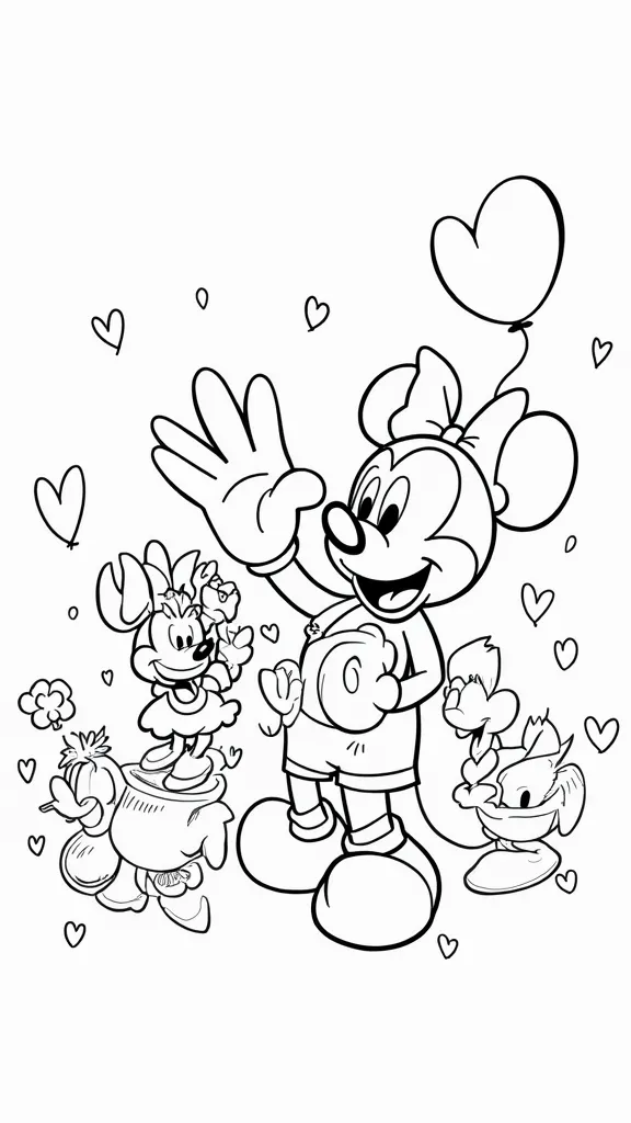 pages à colorier Mickey Mouse Valentines Day